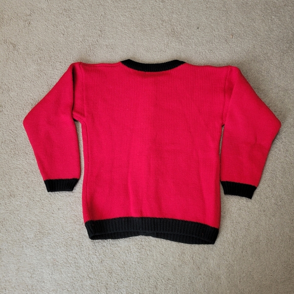 Vintage Cambridge Spirit Red Black Wool Cardigan Gold Buttons size Small - Picture 5 of 5